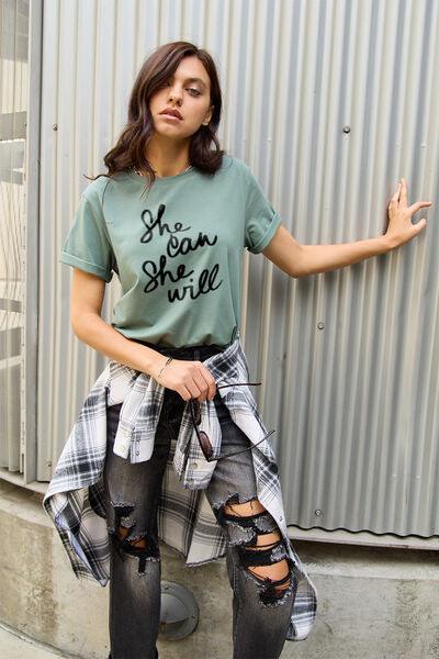 SHE CAN SHE WILL Short Sleeve T-Shirt T-Shirts Trends   
