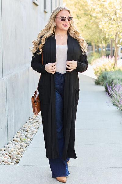 Maxi Open Front Long Sleeve Cardigan Cardigans Trendsi   