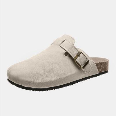 Suede Closed Toe Buckle Slide Shoes Trendsi Beige 6 