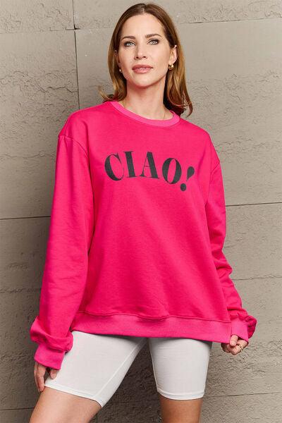 Simply Love CIAO Sweatshirt Sweatshirts Trendsi   