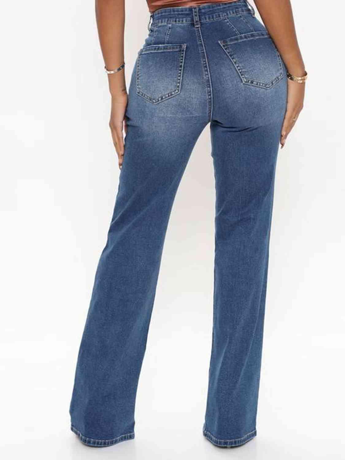 Raw Hem High Waist Jeans Jeans Trendsi   