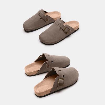 Suede Closed Toe Buckle Slide Shoes Trendsi   