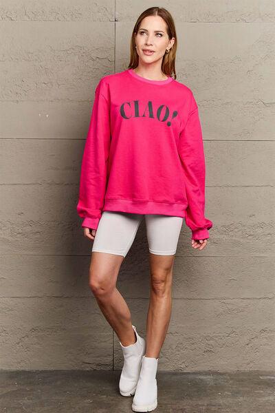 Simply Love CIAO Sweatshirt Sweatshirts Trendsi   