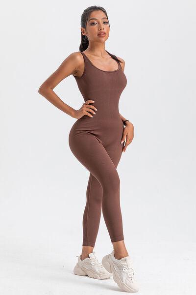 Wide Strap Sleeveless Active Jumpsuit Activewear Trendsi   