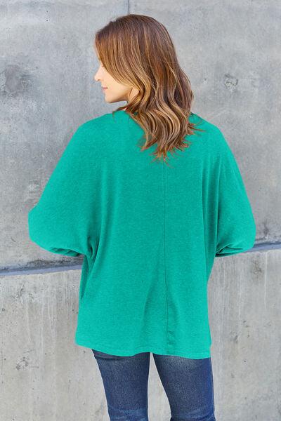 Round Neck Long Sleeve Cotton Top Tops Trendsi   