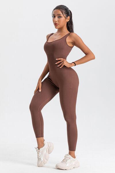 Wide Strap Sleeveless Active Jumpsuit Activewear Trendsi   