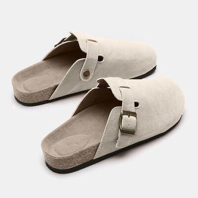 Suede Closed Toe Buckle Slide Shoes Trendsi   