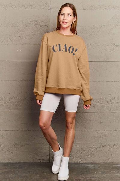 Simply Love CIAO Sweatshirt Sweatshirts Trendsi   
