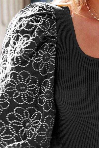 Plus Size Floral Square Neck Lantern Sleeve Blouse Blouses Trendsi   