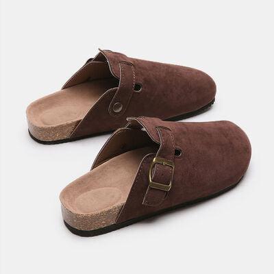 Suede Closed Toe Buckle Slide Shoes Trendsi   