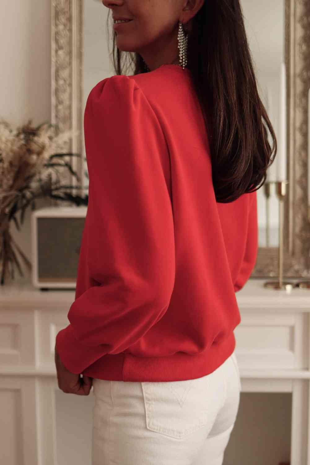 Long Sleeve Top with Button Detail Blouses Trendsi   