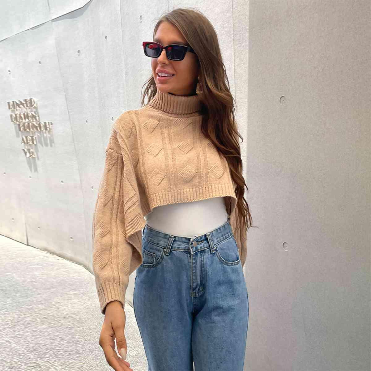 Turtleneck Cropped Sweater Tops Trendsi   