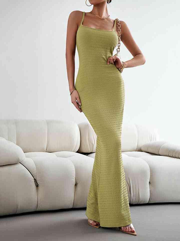 Straight Neck Sleeveless Bodycon Maxi Dress Dresses Trendsi   