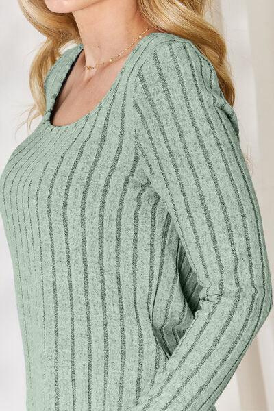 Ribbed Long Sleeve Shirt Tops Trendsi   