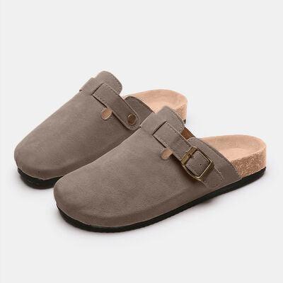 Suede Closed Toe Buckle Slide Shoes Trendsi   