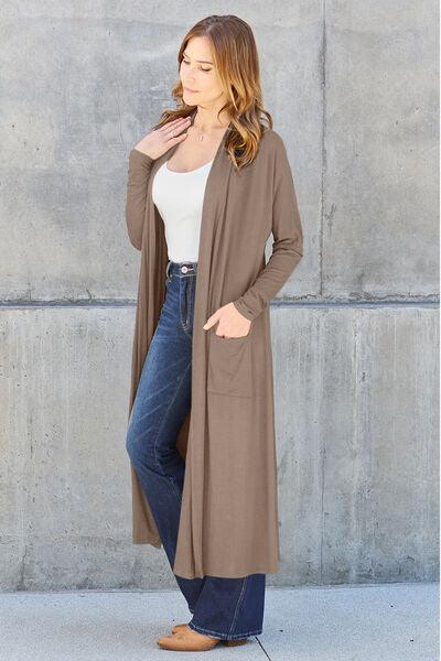 Maxi Open Front Long Sleeve Cardigan Cardigans Trendsi   