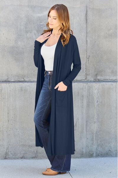 Maxi Open Front Long Sleeve Cardigan Cardigans Trendsi   
