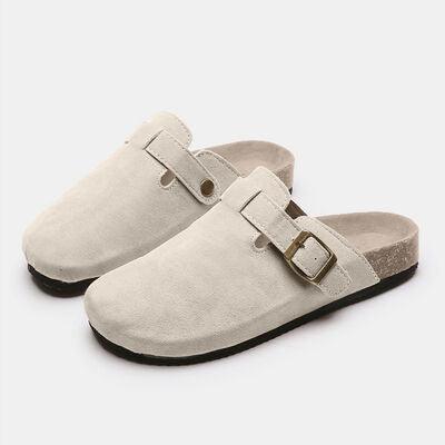 Suede Closed Toe Buckle Slide Shoes Trendsi   