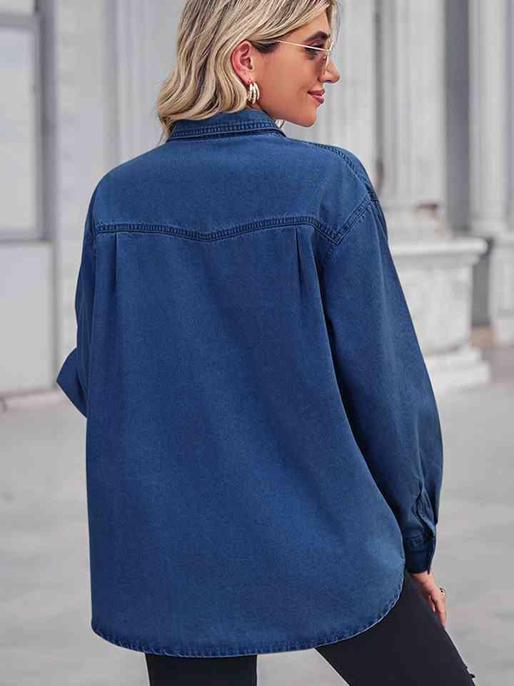 Long Sleeve Denim Shirt Tops Trendsi   