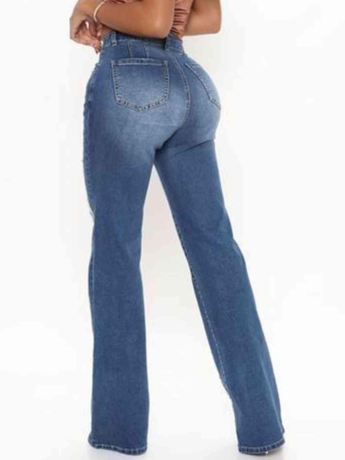 Raw Hem High Waist Jeans Jeans Trendsi   