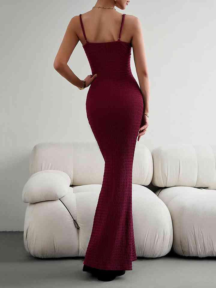 Straight Neck Sleeveless Bodycon Maxi Dress Dresses Trendsi   