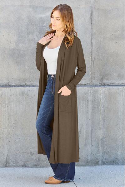 Maxi Open Front Long Sleeve Cardigan Cardigans Trendsi   
