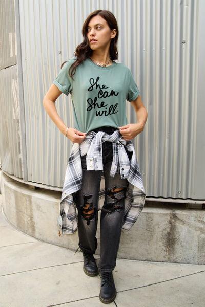 SHE CAN SHE WILL Short Sleeve T-Shirt T-Shirts Trends   