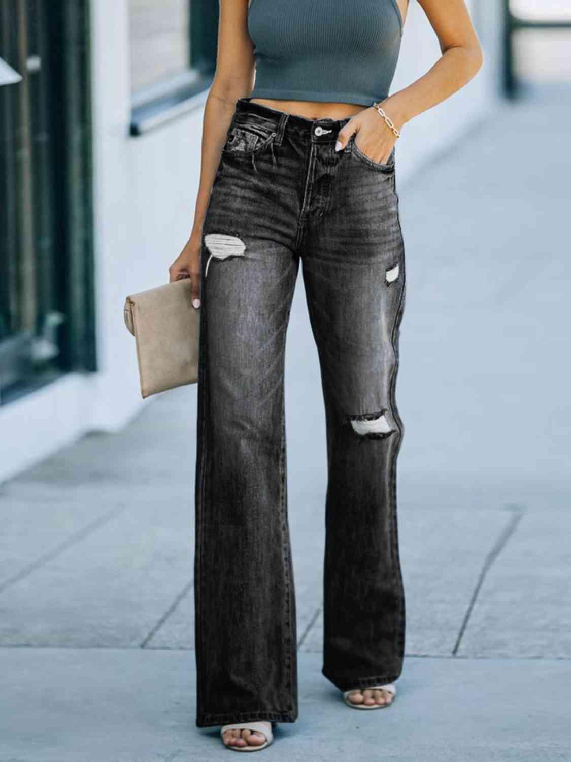 Distressed Relaxed Leg Jeans Jeans Trend   