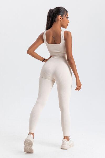 Wide Strap Sleeveless Active Jumpsuit Activewear Trendsi   