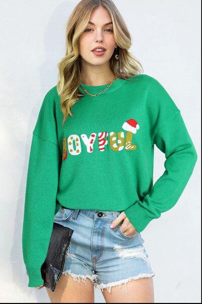 JOYFUL  Dropped Shoulder Sweater Sweaters Trendsi Mid Green S 