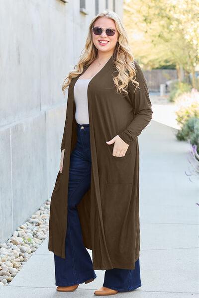 Maxi Open Front Long Sleeve Cardigan Cardigans Trendsi   
