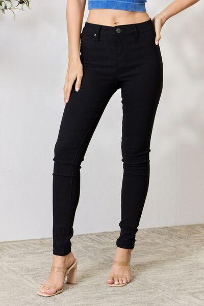 Hyperstretch Mid-Rise Skinny Jeans Jeans Trendsi Black S 