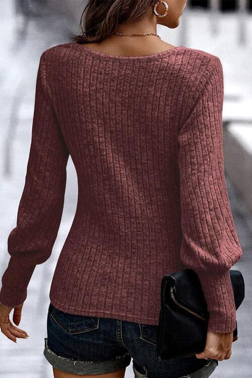 Scoop Neck Long Sleeve Blouse Blouses Trends   
