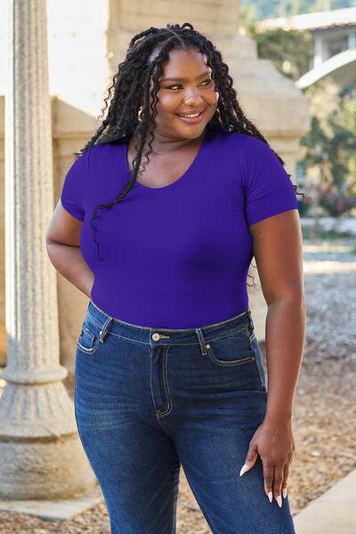 Round Neck Short Sleeve Bodysuit Bodysuits Trendsi   