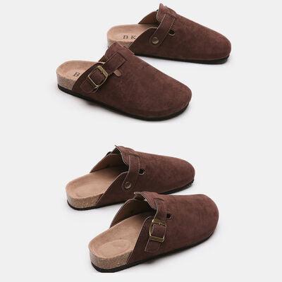 Suede Closed Toe Buckle Slide Shoes Trendsi   