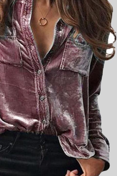 Button Up Collared Shirt with Breast Pockets Blouses Trend   