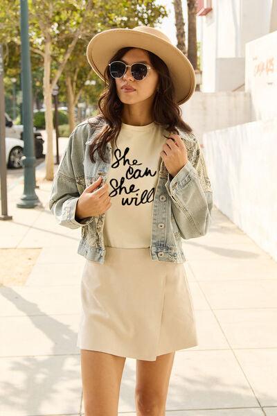 SHE CAN SHE WILL Short Sleeve T-Shirt T-Shirts Trends   