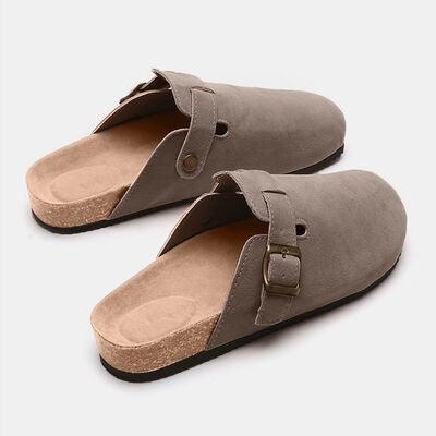 Suede Closed Toe Buckle Slide Shoes Trendsi   