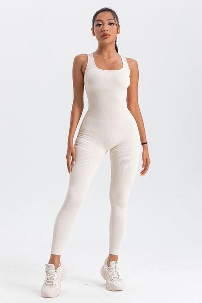 Wide Strap Sleeveless Active Jumpsuit Activewear Trendsi   