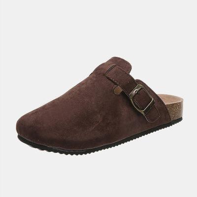 Suede Closed Toe Buckle Slide Shoes Trendsi Chocolate 6 
