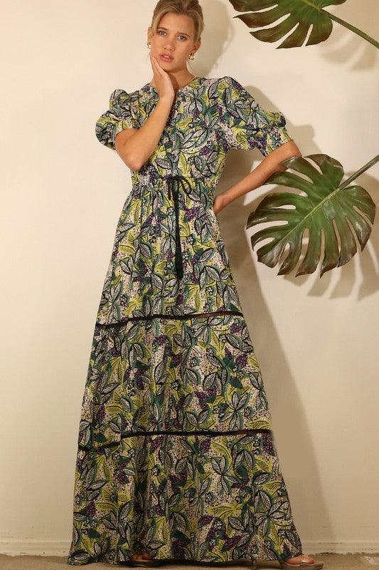 Printed Tassel Maxi Dress Dresses MULLA GREEN MULTI S 