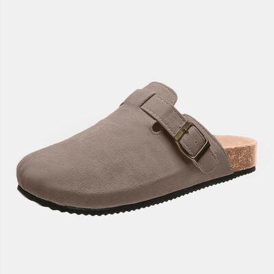 Suede Closed Toe Buckle Slide Shoes Trendsi Charcoal 6 
