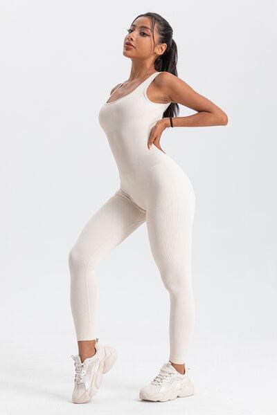 Wide Strap Sleeveless Active Jumpsuit Activewear Trendsi   