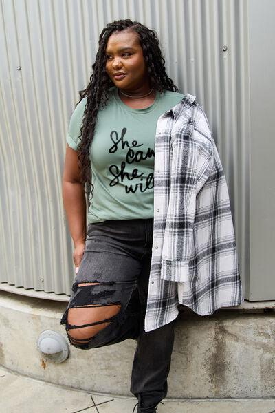 SHE CAN SHE WILL Short Sleeve T-Shirt T-Shirts Trends   