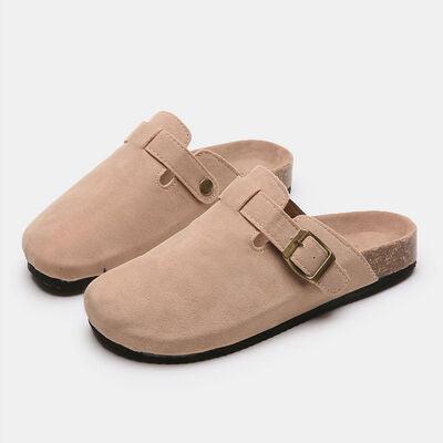 Suede Closed Toe Buckle Slide Shoes Trendsi   