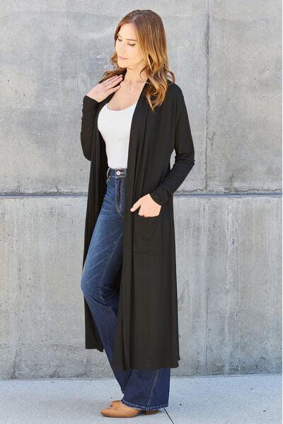 Maxi Open Front Long Sleeve Cardigan Cardigans Trendsi   