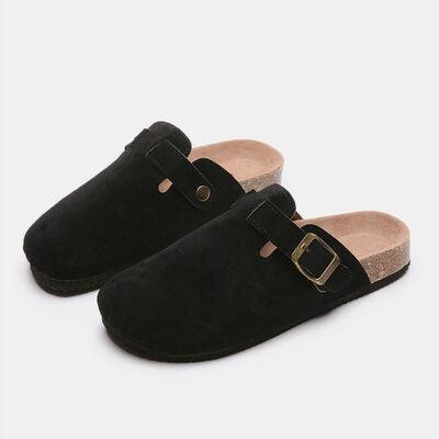 Suede Closed Toe Buckle Slide Shoes Trendsi   