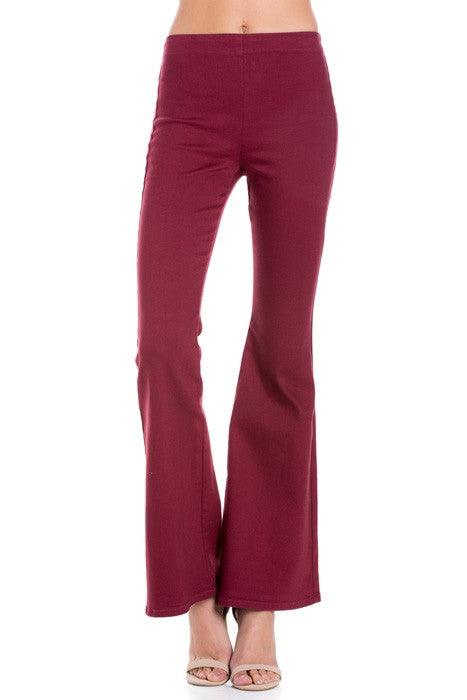Zipper Back Denim Flare Pants Pants O2 Denim   
