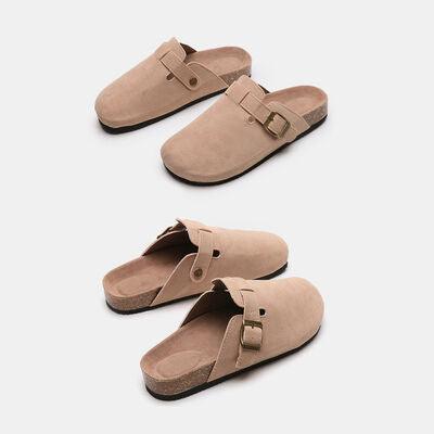 Suede Closed Toe Buckle Slide Shoes Trendsi   