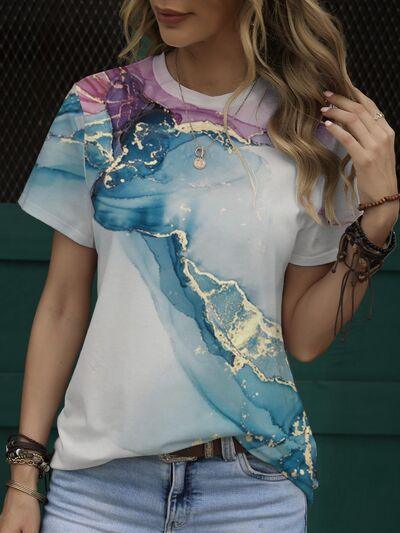 Printed Round Neck Short Sleeve T-Shirt T-Shirts Trends   
